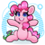 Size: 4000x4000 | Tagged: safe, artist:partypievt, gummy, pinkie pie, earth pony, pony, arms in the air, eyebrows, high res, looking at you, simple background, sitting, smiling, smiling at you, solo, tongue out