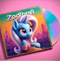 Size: 1110x1125 | Tagged: safe, ai content, trixie, g4, cd, cover, song reference, zootopia
