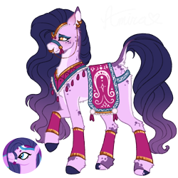 Size: 1000x1000 | Tagged: safe, artist:kazmuun, amira, saddle arabian, g4, alternate eye color, bridle, butt fluff, chest fluff, coat markings, colored eartips, colored hooves, colored muzzle, colored pinnae, dorsal stripe, ear piercing, earring, eyeshadow, facial markings, female, gradient mane, gradient tail, headdress, hooves, jewelry, leg fluff, leg wraps, leonine tail, long mane, long tail, makeup, mare, mealy mouth (coat marking), multicolored hooves, nose piercing, nose ring, pale belly, peytral, piercing, raised hoof, redesign, saddle blanket, simple background, solo, standing, tack, tail, transparent background