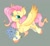 Size: 1024x945 | Tagged: safe, artist:catmintyt, fluttershy, pegasus, pony, blue eyes, blushing, cute, flower, flying, forget-me-not (flower), gray background, hoof hold, looking at you, simple background, smiling, solo, spread wings, unshorn fetlocks, wings