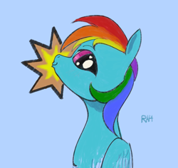 Size: 1714x1619 | Tagged: safe, artist:rapt, rainbow dash, pegasus, pony, g4, beige background, digital painting, kissy face, simple background, solo