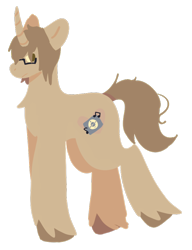 Size: 732x952 | Tagged: safe, artist:clandestine, derpibooru exclusive, pony, unicorn, brown hair, brown mane, brown tail, glasses, hooves, horn, lineless, messy tail, mikey way, my chemical romance, ponified, simple background, solo, sweatband, tail, transparent background, unshorn fetlocks
