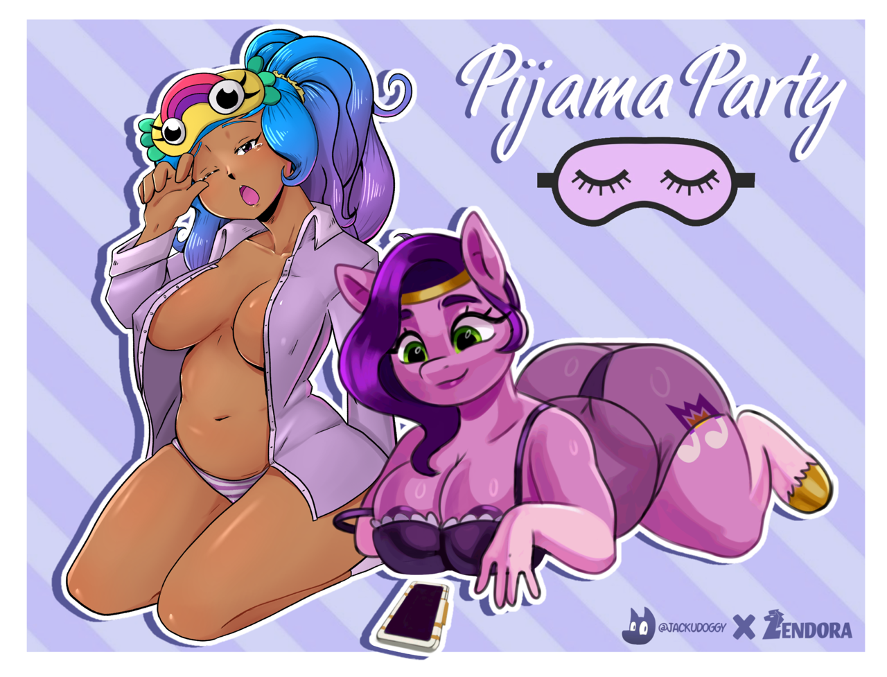 3350364 - questionable, artist:jackudoggy, artist:zendora, izzy moonbow, p...