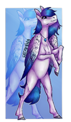 Size: 629x1076 | Tagged: safe, artist:reamina, oc, oc only, pegasus, pony, bipedal, female, gradient background, mare, solo