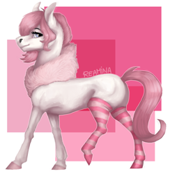 Size: 1026x1050 | Tagged: safe, artist:reamina, oc, oc only, earth pony, pony, clothes, concave belly, female, mare, slender, socks, solo, striped socks, thin