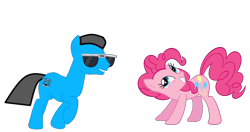 Size: 1572x833 | Tagged: safe, artist:williamtheofficial, pinkie pie, oc, oc:william, g4, female, male, simple background, transparent background