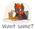 Size: 1134x935 | Tagged: safe, artist:zutcha, oc, oc only, pony, bust, chest fluff, eating, eye clipping through hair, female, food, french fries, mare, mouth hold, poutine, puffy cheeks, simple background, soda, solo, text, white background
