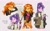 Size: 1841x1154 | Tagged: safe, artist:bilidongdong, starlight glimmer, sunset shimmer, human, equestria girls, g4, clothes, duo, female, humanized, jacket, leather, leather jacket, necktie, quill, scroll, skirt, staff, staff of sameness