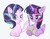 Size: 817x638 | Tagged: safe, artist:bilidongdong, starlight glimmer, twilight sparkle, alicorn, pony, unicorn, g4, colored sketch, duo, female, horn, magic, mare, quill, scroll, simple background, sketch, telekinesis, twilight sparkle (alicorn), white background, writing