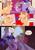 Size: 2733x3866 | Tagged: safe, artist:piesinful, applejack, spike, twilight sparkle, dragon, earth pony, pony, unicorn, comic:unlucky day, fanfic:cupcakes, g4, applejack's hat, comic, cowboy hat, dialogue, eye clipping through hair, eyebrows, eyebrows visible through hair, female, floppy ears, hat, male, mare, scared, speech bubble, sugarcube corner, sweat, trio, unicorn twilight