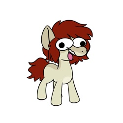 Size: 1200x1200 | Tagged: safe, artist:notfocks, oc, oc only, oc:beetle, earth pony, pony, chibi, colored, derp, flat colors, genderless, red mane, short mane, simple, simple background, solo, white background