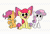 Size: 1056x720 | Tagged: safe, artist:notfocks, apple bloom, scootaloo, sweetie belle, earth pony, human, pegasus, pony, unicorn, animated, bow, cutie mark crusaders, female, filly, foal, hair bow, horn, james may, jeremy clarkson, male, richard hammond, simple background, sitting, sound, top gear, trio, webm, white background