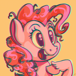 Size: 4800x4800 | Tagged: safe, artist:docwario, pinkie pie, earth pony, pony, g4, absurd file size, absurd resolution, bust, chromatic aberration, female, hoof on chest, open mouth, portrait, smiling, solo, too big for derpibooru