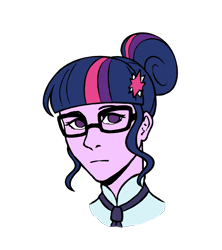 Size: 1600x1800 | Tagged: safe, artist:icicle-niceicle-1517, artist:tinypurplebrush, color edit, edit, sci-twi, twilight sparkle, equestria girls, g4, bust, clothes, collaboration, colored, female, glasses, necktie, shirt, simple background, solo, transparent background
