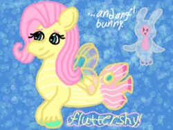 Size: 1600x1200 | Tagged: safe, artist:mintwhistle, idw, angel bunny, fluttershy, butterfly fish, fish, seapony (g4), g4, g5, my little pony: tell your tale, abstract background, angel bunny is not amused, bubble, butterfly wings, colored hooves, dorsal fin, duo, duo male and female, female, fin, fin wings, fins, fish tail, flowing mane, flowing tail, fluttershy day, g4 to g5, generation leap, male, mare, medibang paint, my little pony: set your sail, no mouth, ocean, scales, sea angel, seaponified, seapony fluttershy, set your sail, smiling, species swap, stripes, swimming, tail, unamused, underwater, unshorn fetlocks, water, wings