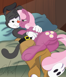 Size: 4961x5840 | Tagged: safe, artist:stormythetrooper, cheerilee, earth pony, bed, bedroom eyes, crack shipping, crossover, interspecies, shipping
