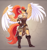 Size: 2068x2208 | Tagged: safe, artist:sparkling_light, oc, oc only, pegasus, anthro, plantigrade anthro, arm wraps, armor, clothes, colored wings, colored wingtips, female, fingerless gloves, gloves, hide armor, leather, leather armor, leg wraps, scar, smiling, solo, spread wings, wings