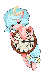 Size: 2160x3840 | Tagged: safe, alternate version, artist:明落落落落落, cozy glow, pegasus, pony, clock, eyes closed, female, filly, foal, simple background, solo, transparent background