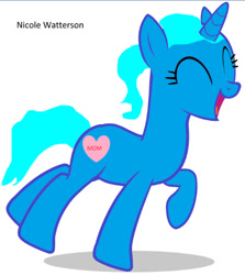 Size: 439x492 | Tagged: safe, artist:memeartboi, pony, unicorn, female, happy, heart, horn, mare, nicole watterson, ponified, simple background, solo, the amazing world of gumball, white background