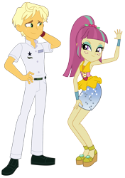 Size: 1260x1785 | Tagged: safe, artist:famousmari5, artist:maretrick, edit, vector edit, ragamuffin (g4), sour sweet, dance magic, equestria girls, equestria girls series, equestria girls specials, g4, spring breakdown, spoiler:eqg series (season 2), armpits, belt, clothes, crack shipping, denim, disco dress, dress, female, freckles, jeans, male, pants, ponytail, ship:sourmuffin, shipping, shirt, shoes, simple background, straight, transparent background, vector, watch