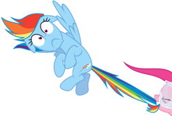 Size: 1024x692 | Tagged: safe, artist:bluethunder66, pinkie pie, rainbow dash, earth pony, pegasus, pony, g4, maud pie (episode), .svg available, biting, female, goggles, mare, rainbow dash is best facemaker, simple background, tail, tail bite, transparent background, vector