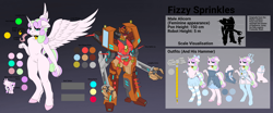 Size: 4096x1696 | Tagged: safe, artist:soundwavedragon, oc, alicorn, pony, anthro, digitigrade anthro, bedroom eyes, bell, bipedal, bow, breasts, charm, claws, clothes, collar, crossdressing, curly hair, curly mane, cutie mark, delicious flat chest, digital art, disembodied tongue, dress, ears back, equal cutie mark, equalized, eyelashes, eyeshadow, feathered fetlocks, feminine stallion, fingernails, freckles, garter belt, garter belt leggings, garter straps, girly, green magic, hair bow, hair ribbon, hammer, hand, heart, heart charm, height difference, hooves, horn, horns, humanoid torso, jingle bells, junkion, large wings, light, lingerie, long hair, long mane, lore, makeup, male, no nose, our town, panties, reference sheet, ribbon, scale, seatbelt, seatbelt belt, sharp horn, sharp nails, show accurate, skirt, sleepwear, socks, solo, spikes, stallion, stolen cutie marks, strapless, strapless dress, swirly pole, tail, tail bow, tassels, thigh highs, thighs, tongue out, transformers, transformers:robots in disguise, treads, underwear, visor, wide hips
