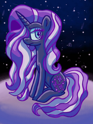 Size: 1204x1600 | Tagged: artist needed, safe, nightmare rarity, rarity, unicorn, g4, horn, moon, sitting, solo