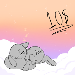 Size: 900x900 | Tagged: safe, artist:left4deadd, oc, oc:any pony, cloud, colored, commission, for sale, sleeping, ych result, your character here