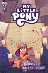 Size: 2063x3131 | Tagged: safe, artist:gigi dutreix, idw, official comic, sunny starscout, earth pony, pony, g5, kenbucky roller derby #4, my little pony: kenbucky roller derby, my little pony: tell your tale, official, spoiler:comic, spoiler:g5, spoiler:g5comic, bloodshot eyes, comic, comic cover, concerned, cover, cover art, cropped, cutie mark, drawing, female, helmet, lighting, mane stripe sunny, mare, meme, paper, pencil, pepe silvia, pointing, ponified, poster, race track, roller derby, roller skates, skates, tail, two toned mane, two toned tail, unshorn fetlocks, wide eyes, worried