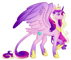 Size: 2000x1676 | Tagged: safe, artist:sychia, princess cadance, alicorn, pony, crown, curved horn, female, hoof shoes, horn, jewelry, leonine tail, mare, markings, regalia, simple background, solo, tail, transparent background