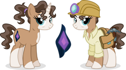 Size: 1920x1065 | Tagged: safe, artist:cirillaq, oc, oc:gaia, pony, unicorn, bag, clothes, female, hard hat, hat, horn, mare, saddle bag, shirt, simple background, solo, transparent background, vector