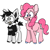 Size: 1280x1280 | Tagged: safe, pinkie pie, earth pony, pony, g4, angry, big ears, clothes, colored hooves, colt, crossover, dan vs, eye clipping through hair, eyebrows, eyebrows visible through hair, facial hair, female, foal, goatee, green eyes, gritted teeth, height difference, male, mare, messy mane, ponified, raised eyebrows, shirt, short tail, simple background, stubble, t-shirt, tail, teeth, white background