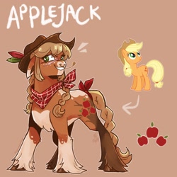 Size: 2048x2048 | Tagged: safe, artist:spoopdeedoop, part of a set, applejack, earth pony, pony, g4, alternate accessories, alternate color palette, alternate design, alternate hair color, alternate hairstyle, alternate tail color, alternate tailstyle, applejack's hat, applejacked, bandana, blushing, bow, braid, braided pigtails, braided tail, brown mane, brown tail, chest fluff, coat markings, colored belly, colored eartips, colored hooves, colored muzzle, colored pinnae, concave belly, cowboy hat, cutie mark eyes, ear freckles, emanata, eyebrows, eyebrows visible through hair, eyelashes, facial scar, feather, female, floppy ears, freckles, green eyes, hat, high res, mare, muscles, narrowed eyes, neckerchief, nose piercing, orange coat, outline, pale belly, piercing, pigtails, red background, redesign, scar, septum piercing, shiny hooves, shiny mane, shiny tail, signature, simple background, smiling, socks (coat markings), solo, standing, straw in mouth, tail, tail bow, text, tied mane, tied tail, unshorn fetlocks, wall of tags, wingding eyes