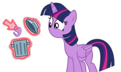 Size: 1278x762 | Tagged: safe, artist:brightstar40k, twilight sparkle, alicorn, g4, magic duel, female, mouthless, simple background, transparent background, trash can, twilight sparkle (alicorn)