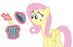 Size: 1278x829 | Tagged: safe, artist:brightstar40k, fluttershy, pegasus, g4, magic duel, mouthless, simple background, solo, transparent background, trash can