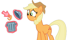 Size: 1278x703 | Tagged: safe, artist:brightstar40k, applejack, earth pony, pony, g4, magic duel, applejack's hat, cowboy hat, cursor, female, hat, mare, mouthless, simple background, solo, transparent background, trash can