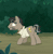 Size: 438x450 | Tagged: safe, screencap, doctor caballeron, earth pony, pony, daring doubt, g4, animated, bush, butt, clothes, cropped, hiding, leaping, male, nope, plot, shirt, solo, stallion