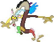 Size: 180x138 | Tagged: artist needed, safe, discord, g4, animated, desktop ponies, im not a fan of puppeteers, pixel art, prehensile tail, simple background, solo, sprite, tail, transparent background