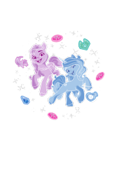 Size: 800x1200 | Tagged: safe, izzy moonbow, sunny starscout, earth pony, pony, unicorn, g5, official, crystal, cutie mark, design, duo, earth pony crystal, female, horn, mare, merchandise, pegasus crystal, unicorn crystal