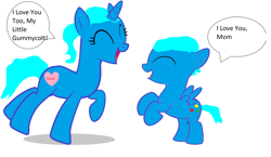 Size: 5136x2976 | Tagged: safe, artist:memeartboi, oc, oc only, pegasus, pony, unicorn, candy, colt, family, female, female oc, foal, food, gumball, gumball watterson, happy, heart, horn, kids, male, male oc, mare, mare oc, mom, mommy, mother, mother and child, mother and son, nicole watterson, parent, pegasus oc, ponified, simple background, solo, the amazing world of gumball, unicorn oc, white background