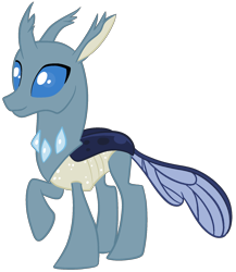 Size: 1647x1897 | Tagged: safe, edit, vector edit, oc, oc only, oc:fret, changedling, changeling, blue eyes, png, raised hoof, simple background, solo, transparent background, vector