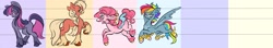 Size: 2048x363 | Tagged: safe, artist:eyerealm, pinkie pie, rainbow dash, twilight sparkle, earth pony, pegasus, pony, g4, alternate design, colored wings, earth pony twilight, female, mare, one eye closed, pegasus pinkie pie, race swap, wings, wink, wip