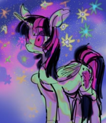 Size: 2141x2477 | Tagged: safe, artist:eyerealm, twilight sparkle, alicorn, pony, g4, abstract background, bandage, female, mare, solo, twilight sparkle (alicorn)