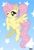 Size: 1688x2504 | Tagged: safe, artist:banquo0, fluttershy, pegasus, pony, alternate hairstyle, cute, cute little fangs, fangs, female, flying, looking at you, one eye closed, ponytail, smiling, solo, wink