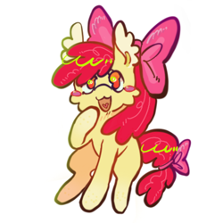 Size: 2048x2048 | Tagged: safe, artist:7redteeths, apple bloom, earth pony, pony, g4, bow, female, filly, foal, high res, open mouth, simple background, solo, tail, tail bow, white background