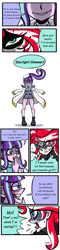 Size: 850x3543 | Tagged: safe, artist:mojot, starlight glimmer, sunset shimmer, human, equestria girls, g4, comic, daily sunset, dialogue, equal sign, gritted teeth, speech bubble, sweat, sweatdrop, teeth, wingding eyes