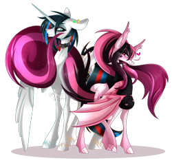 Size: 2488x2331 | Tagged: safe, artist:darkjillmlp123, oc, oc only, alicorn, bat pony, pony, duo, duo male and female, female, male, mare, simple background, stallion, transparent background
