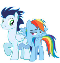 Size: 1610x1689 | Tagged: safe, rainbow dash, soarin', pegasus, pony, g4, duo, duo male and female, female, male, mare, ship:soarindash, shipping, simple background, stallion, straight, transparent background