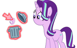 Size: 1278x803 | Tagged: safe, artist:brightstar40k, starlight glimmer, unicorn, g4, cursor, female, horn, mouthless, simple background, solo, transparent background, trash can