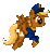 Size: 90x98 | Tagged: safe, artist:jaye, swift reply, pegasus, pony, g4, animated, clothes, desktop ponies, female, flying, hat, mailpony, mare, pixel art, simple background, solo, sprite, transparent background